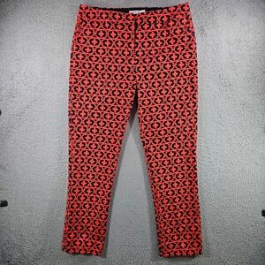 Boden Richmond Pants Womens 12R Red Navy Blue Geometric Clover Slim Leg